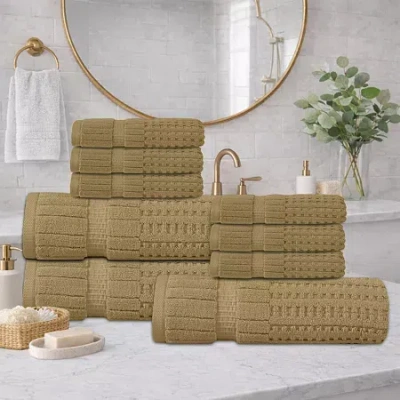 Home Weavers Inc Home Weavers Willow Collection 630gsm 100% Cotton Zero Twist Super Absorbent Bath Towel Set(3 Bath T In Sand