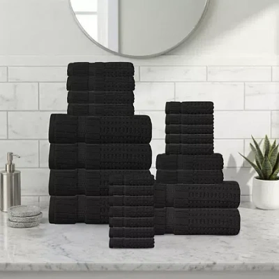 Home Weavers Inc Home Weavers Willow Collection 630gsm 100% Cotton Zero Twist Super Absorbent Bath Towel Set(6 Bath T In Black
