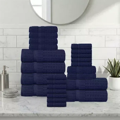 Home Weavers Inc Home Weavers Willow Collection 630gsm 100% Cotton Zero Twist Super Absorbent Bath Towel Set(6 Bath T In Blue