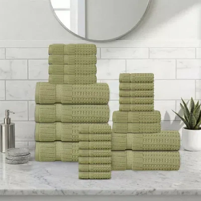 Home Weavers Inc Home Weavers Willow Collection 630gsm 100% Cotton Zero Twist Super Absorbent Bath Towel Set(6 Bath T In Green