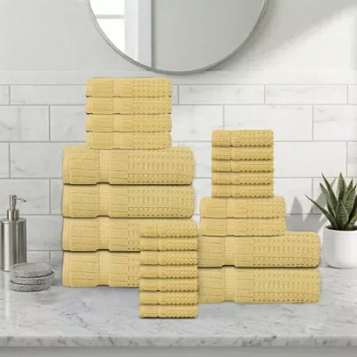 Home Weavers Inc Home Weavers Willow Collection 630gsm 100% Cotton Zero Twist Super Absorbent Bath Towel Set(6 Bath T In Yellow