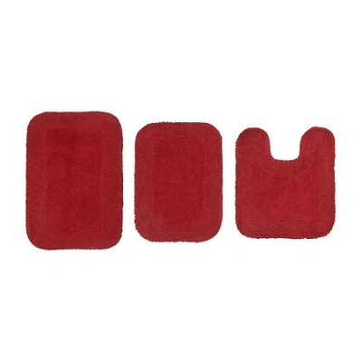 Home Weavers Inc Radiant 3-pc. Quick Dry Bath Rug Set In Red