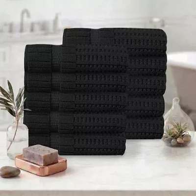 Home Weavers Inc Willow Collection 630 Gsm 100% Cotton Zero Twist 10-pc. Quick Dry Bath Towel Set In Black