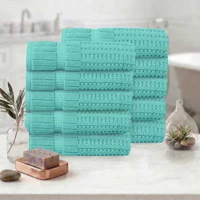 Home Weavers Inc Willow Collection 630 Gsm 100% Cotton Zero Twist 10-pc. Quick Dry Bath Towel Set In Blue