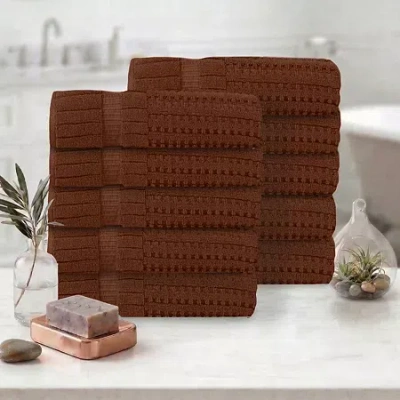 Home Weavers Inc Willow Collection 630 Gsm 100% Cotton Zero Twist 10-pc. Quick Dry Bath Towel Set In Brown