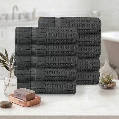Home Weavers Inc Willow Collection 630 Gsm 100% Cotton Zero Twist 10-pc. Quick Dry Bath Towel Set In Gray