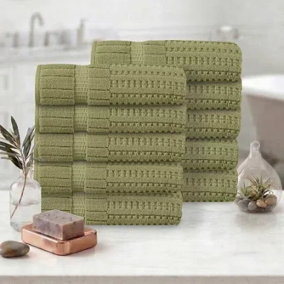 Home Weavers Inc Willow Collection 630 Gsm 100% Cotton Zero Twist 10-pc. Quick Dry Bath Towel Set In Green