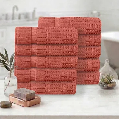 Home Weavers Inc Willow Collection 630 Gsm 100% Cotton Zero Twist 10-pc. Quick Dry Bath Towel Set In Orange
