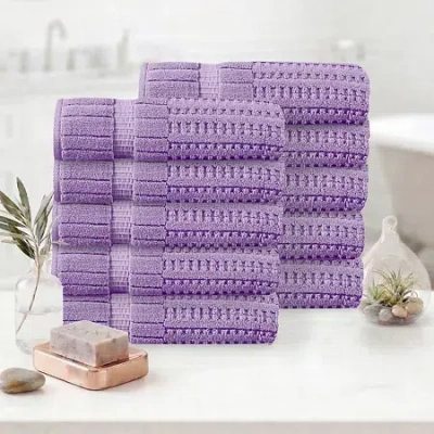 Home Weavers Inc Willow Collection 630 Gsm 100% Cotton Zero Twist 10-pc. Quick Dry Bath Towel Set In Purple