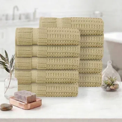 Home Weavers Inc Willow Collection 630 Gsm 100% Cotton Zero Twist 10-pc. Quick Dry Bath Towel Set In Sand