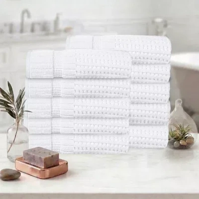 Home Weavers Inc Willow Collection 630 Gsm 100% Cotton Zero Twist 10-pc. Quick Dry Bath Towel Set In White