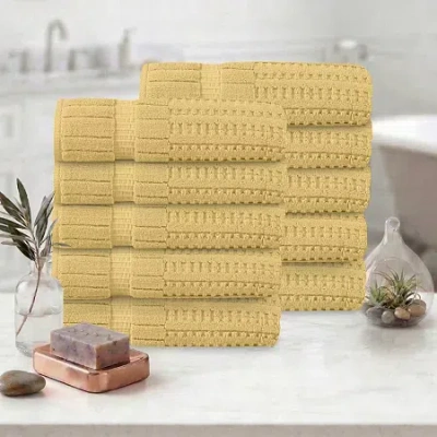 Home Weavers Inc Willow Collection 630 Gsm 100% Cotton Zero Twist 10-pc. Quick Dry Bath Towel Set In Yellow