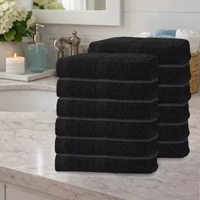 Home Weavers Inc Willow Collection 630 Gsm 100% Cotton Zero Twist 12-pc. Quick Dry Bath Towel Set In Black