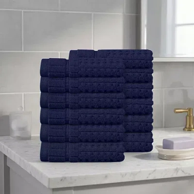 Home Weavers Inc Willow Collection 630 Gsm 100% Cotton Zero Twist 12-pc. Quick Dry Bath Towel Set In Blue