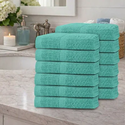 Home Weavers Inc Willow Collection 630 Gsm 100% Cotton Zero Twist 12-pc. Quick Dry Bath Towel Set In Blue
