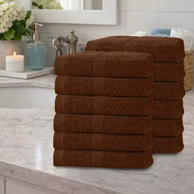 Home Weavers Inc Willow Collection 630 Gsm 100% Cotton Zero Twist 12-pc. Quick Dry Bath Towel Set In Brown