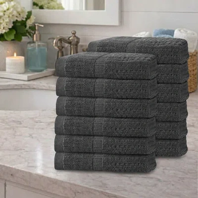 Home Weavers Inc Willow Collection 630 Gsm 100% Cotton Zero Twist 12-pc. Quick Dry Bath Towel Set In Gray