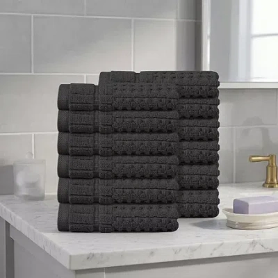 Home Weavers Inc Willow Collection 630 Gsm 100% Cotton Zero Twist 12-pc. Quick Dry Bath Towel Set In Gray