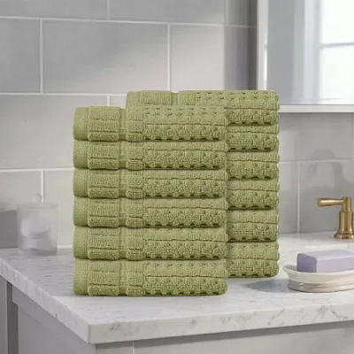 Home Weavers Inc Willow Collection 630 Gsm 100% Cotton Zero Twist 12-pc. Quick Dry Bath Towel Set In Green