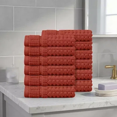 Home Weavers Inc Willow Collection 630 Gsm 100% Cotton Zero Twist 12-pc. Quick Dry Bath Towel Set In Orange