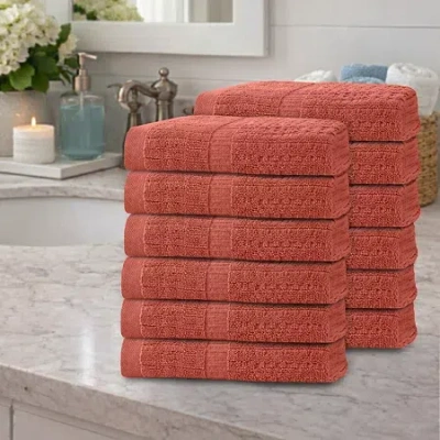 Home Weavers Inc Willow Collection 630 Gsm 100% Cotton Zero Twist 12-pc. Quick Dry Bath Towel Set In Orange