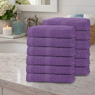 Home Weavers Inc Willow Collection 630 Gsm 100% Cotton Zero Twist 12-pc. Quick Dry Bath Towel Set In Purple