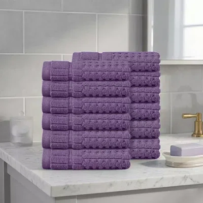 Home Weavers Inc Willow Collection 630 Gsm 100% Cotton Zero Twist 12-pc. Quick Dry Bath Towel Set In Purple