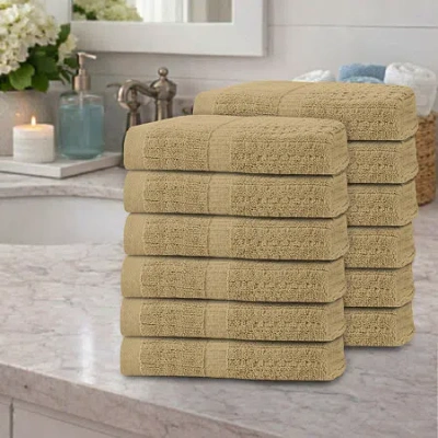 Home Weavers Inc Willow Collection 630 Gsm 100% Cotton Zero Twist 12-pc. Quick Dry Bath Towel Set In Sand