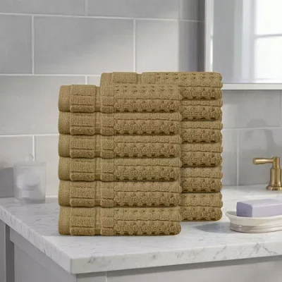 Home Weavers Inc Willow Collection 630 Gsm 100% Cotton Zero Twist 12-pc. Quick Dry Bath Towel Set In Sand