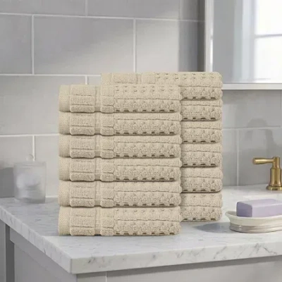 Home Weavers Inc Willow Collection 630 Gsm 100% Cotton Zero Twist 12-pc. Quick Dry Bath Towel Set In White