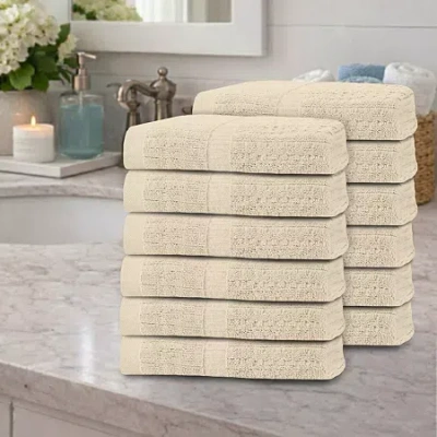 Home Weavers Inc Willow Collection 630 Gsm 100% Cotton Zero Twist 12-pc. Quick Dry Bath Towel Set In White