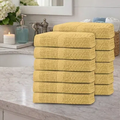 Home Weavers Inc Willow Collection 630 Gsm 100% Cotton Zero Twist 12-pc. Quick Dry Bath Towel Set In Yellow