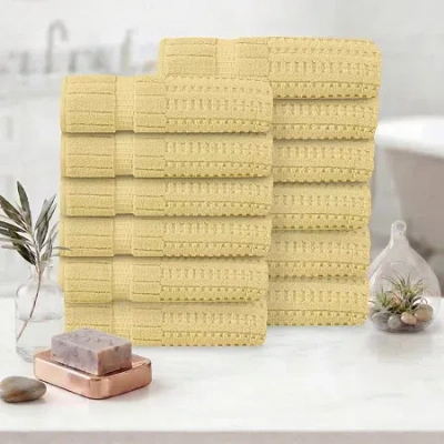 Home Weavers Inc Willow Collection 630 Gsm 100% Cotton Zero Twist 12-pc. Quick Dry Bath Towel Set In Yellow