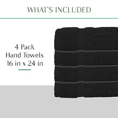 Home Weavers Inc Willow Collection 630 Gsm 100% Cotton Zero Twist 4-pc. Quick Dry Bath Towel Set In Black