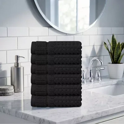 Home Weavers Inc Willow Collection 630 Gsm 100% Cotton Zero Twist 6-pc. Quick Dry Bath Towel Set In Black