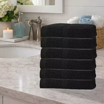 Home Weavers Inc Willow Collection 630 Gsm 100% Cotton Zero Twist 6-pc. Quick Dry Bath Towel Set In Black
