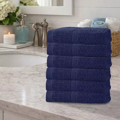 Home Weavers Inc Willow Collection 630 Gsm 100% Cotton Zero Twist 6-pc. Quick Dry Bath Towel Set In Blue
