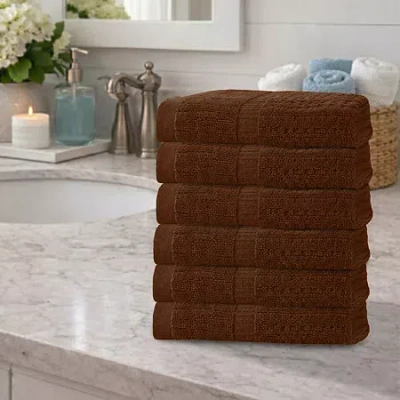 Home Weavers Inc Willow Collection 630 Gsm 100% Cotton Zero Twist 6-pc. Quick Dry Bath Towel Set In Brown