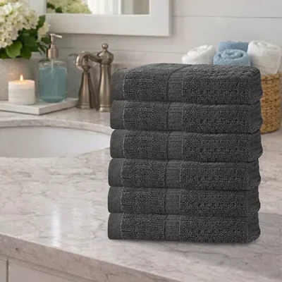 Home Weavers Inc Willow Collection 630 Gsm 100% Cotton Zero Twist 6-pc. Quick Dry Bath Towel Set In Gray