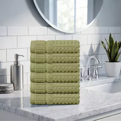 Home Weavers Inc Willow Collection 630 Gsm 100% Cotton Zero Twist 6-pc. Quick Dry Bath Towel Set In Green