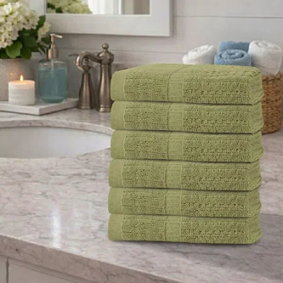 Home Weavers Inc Willow Collection 630 Gsm 100% Cotton Zero Twist 6-pc. Quick Dry Bath Towel Set In Green