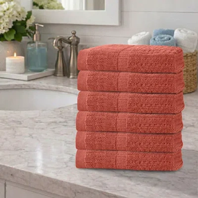 Home Weavers Inc Willow Collection 630 Gsm 100% Cotton Zero Twist 6-pc. Quick Dry Bath Towel Set In Orange
