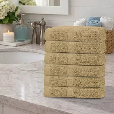 Home Weavers Inc Willow Collection 630 Gsm 100% Cotton Zero Twist 6-pc. Quick Dry Bath Towel Set In Sand