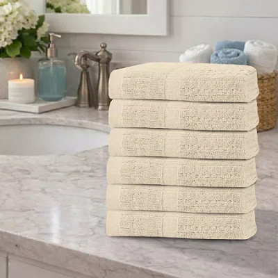 Home Weavers Inc Willow Collection 630 Gsm 100% Cotton Zero Twist 6-pc. Quick Dry Bath Towel Set In White