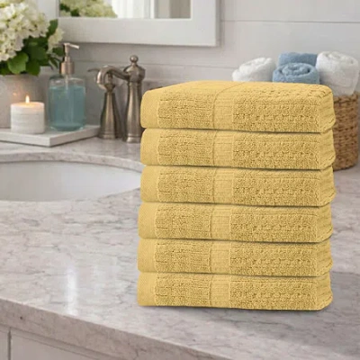Home Weavers Inc Willow Collection 630 Gsm 100% Cotton Zero Twist 6-pc. Quick Dry Bath Towel Set In Yellow