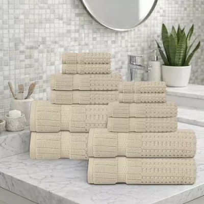 Home Weavers Inc Willow Collection 630gsm 100% Cotton Zero Twist Super Absorbent 12-pc. Quick Dry Bath Towel Set In White