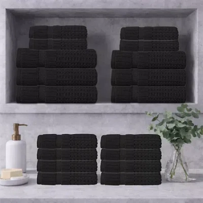 Home Weavers Inc Willow Collection 630gsm 100% Cotton Zero Twist Super Absorbent 18-pc. Quick Dry Bath Towel Set In Black