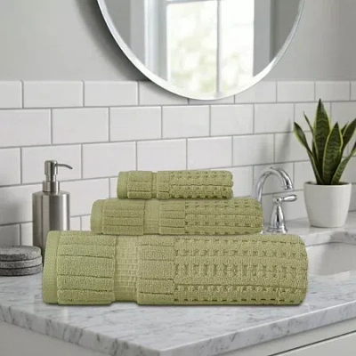 Home Weavers Inc Willow Collection 630gsm 100% Cotton Zero Twist Super Absorbent 3-pc. Quick Dry Bath Towel Set In Green