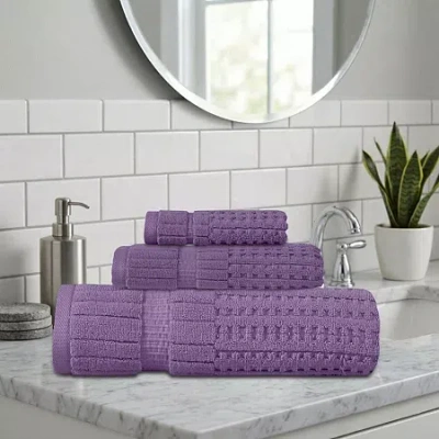 Home Weavers Inc Willow Collection 630gsm 100% Cotton Zero Twist Super Absorbent 3-pc. Quick Dry Bath Towel Set In Purple