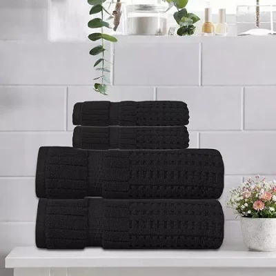 Home Weavers Inc Willow Collection 630gsm 100% Cotton Zero Twist Super Absorbent 4-pc. Quick Dry Bath Towel Set In Black